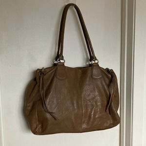 Mila Paoli Brown Leather Handbag Silver Hardware